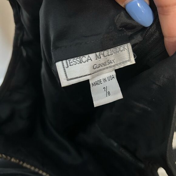 Vintage Jessica McClintock Rhinestone Neckline Little Black Dress - Picture 4 of 5